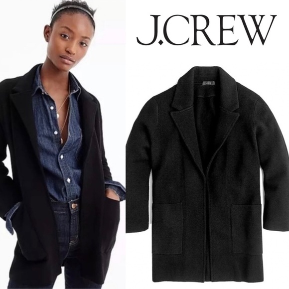 J. Crew Sweaters - J Crew Open Front Sweater Blazer Black XS Merino Wool Knit Cardigan G7746